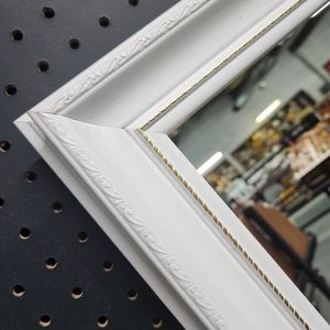 Beautiful custom made mirror with a white wood frame 😍